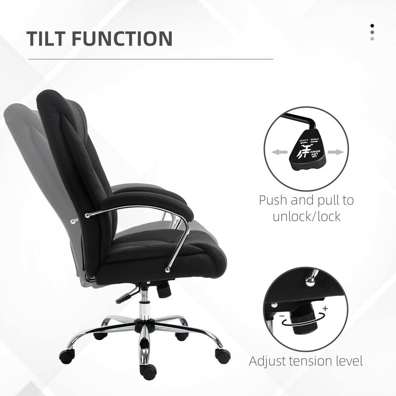 Black Ergonomic Seating: High Back Linen Fabric Adjustable Task Chair
