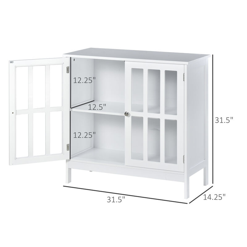 Multipurpose Bathroom Cabinet, Kitchen Storage Cupboard w/ Double Doors, White