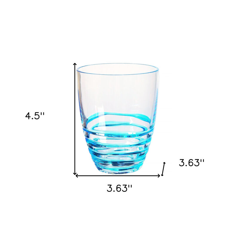 HomeRoots Set of Four Clear and Blue Acrylic Stemless Whiskey Glasses image number 4