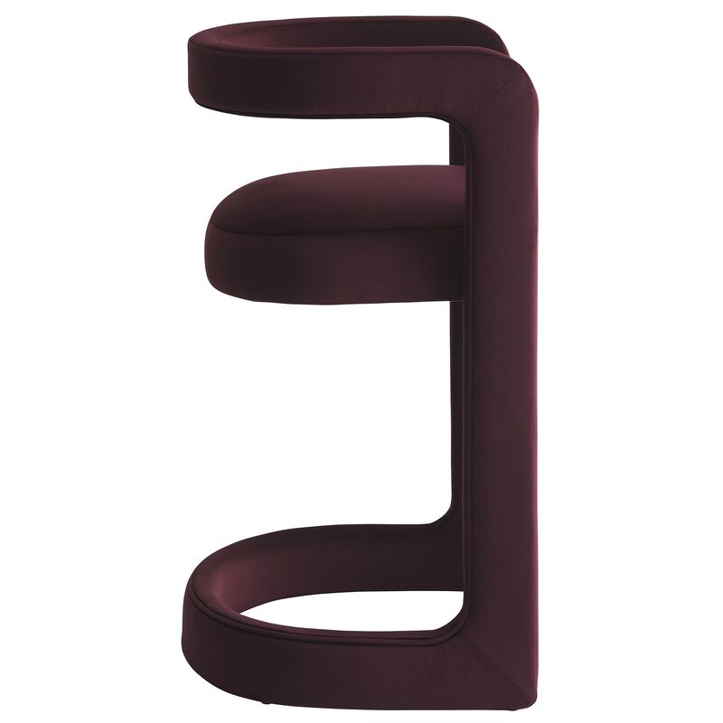 Modway Winslow Performance Velvet Counter Stool with Stainless Steel Footrest in Mulberry image number 5
