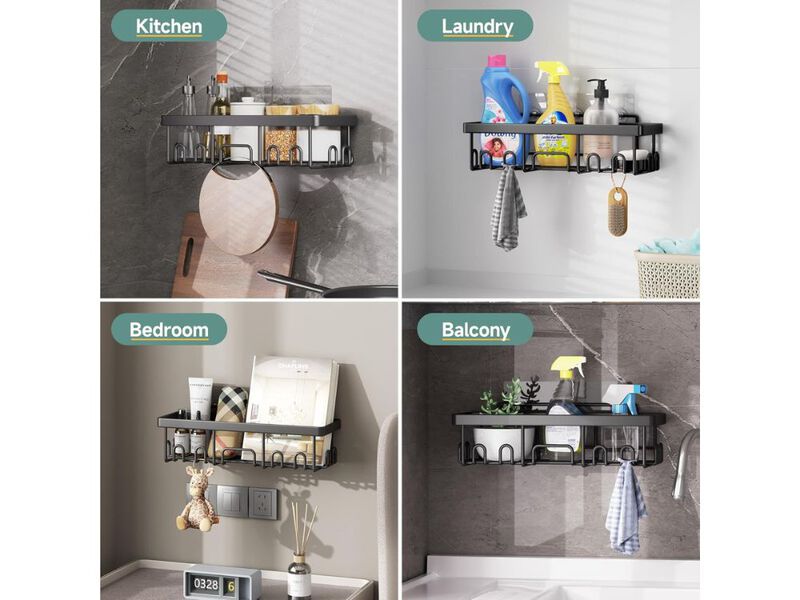 Shower Caddy 6-Pack Rustproof No-Drill Adhesive Shelves with Soap Holder for Bathroom image number 1