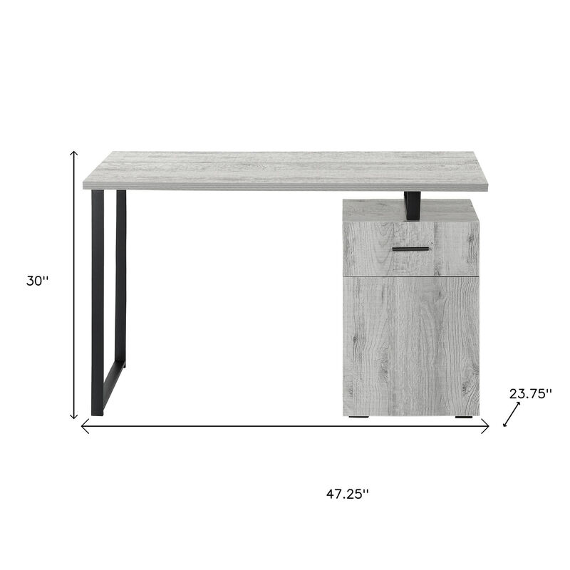 HomeRoots 47" Gray and Black Wood and Metal Sled Computer Desk image number 5