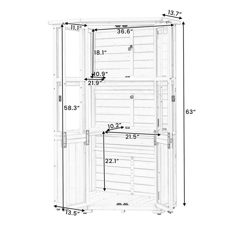 Garden Storage Shed & Mini Greenhouse with Waterproof Roof, Lockable Door & Shelves