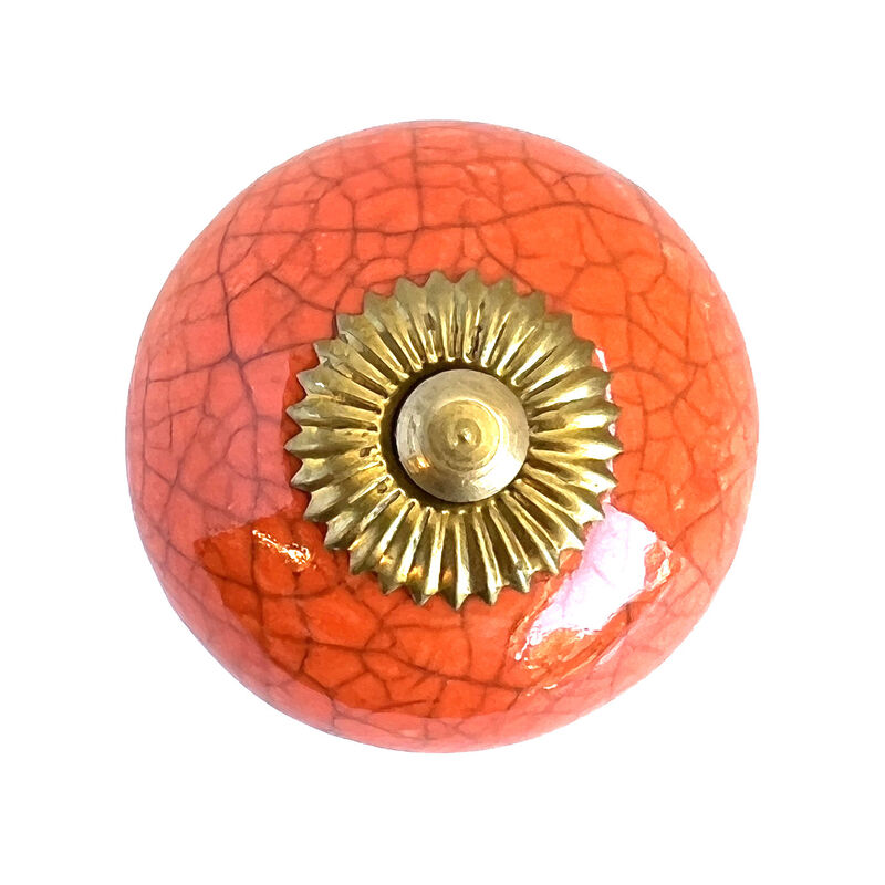 HomeRoots Set of Six Coral And Gold Ceramic Drawer Pull Knobs image number 0