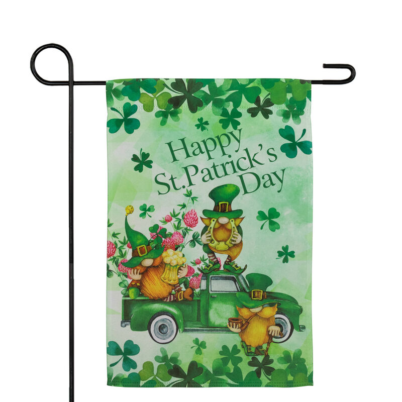 Joyful Leprechauns "Happy St. Patrick's Day" Outdoor Garden Flag 18" x 12.5"