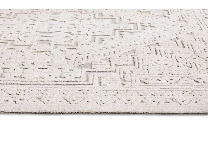 Kirrily Blue Grey and Ivory Textured Tribal Rug image number 3