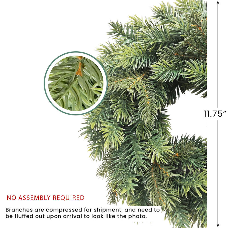 Green Pine Artificial Christmas Wreath  11.75-Inch  Unlit image number 2