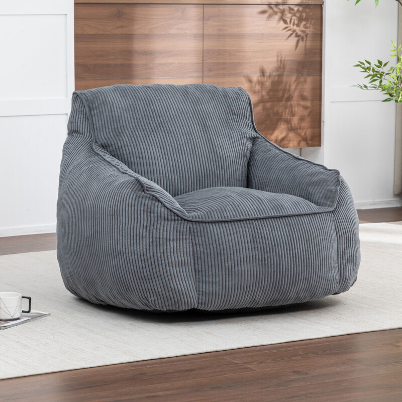 GOODSILO Ergonomic Corduroy Bean Bag Sofa Chair with Armrests for Comfortable Lounging and Relaxation in Any Living Space image number 1