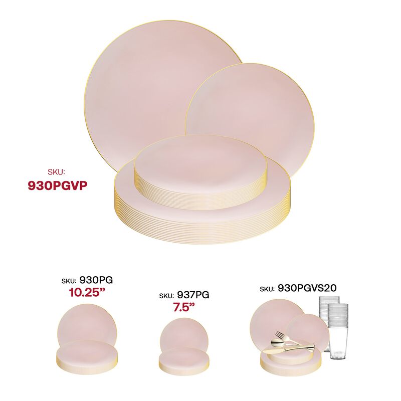 Pink with Gold Organic Round Plastic Dinnerware Value Set (40 Sets) image number 6