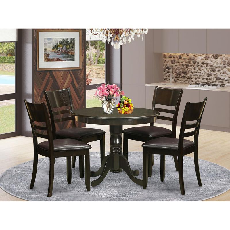 5 Pc Kitchen Table set-round Kitchen Table plus 4 dinette Chairs