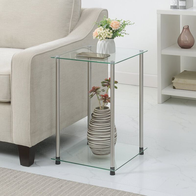 Convenience Concepts Designs2Go Classic Glass 2 Tier Square End Table