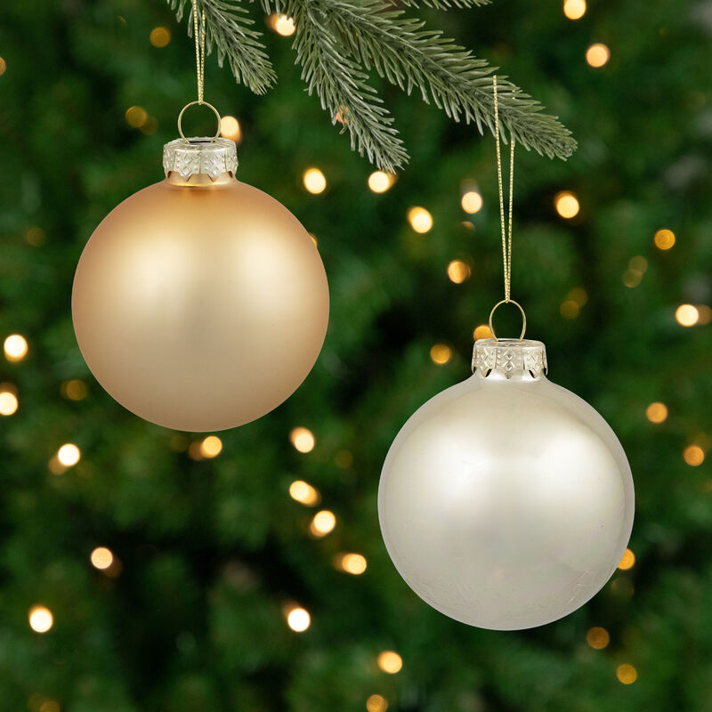 2-Finish Glass Christmas Ball Ornaments - 1", 1.25" and 2.5" - (60mm) - Gold - 40ct image number 2