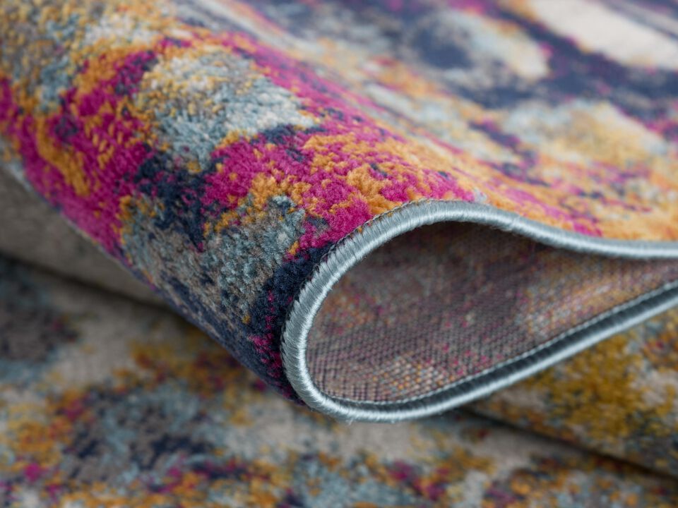 Rug Branch Ziya Contemporary Abstract Distressed Yellow Blue Indoor Doormat Rug