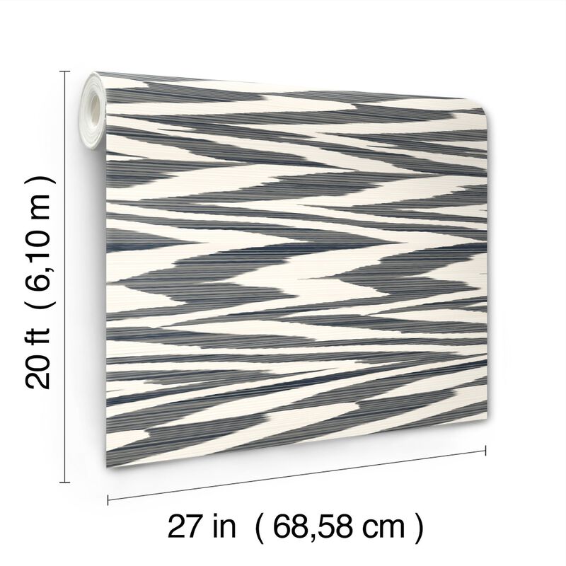 Flamed Zig Zag Black Peel & Stick Wallpaper (Double Roll) image number 4