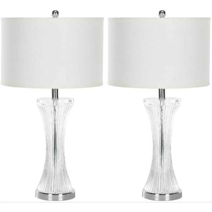 Safavieh  Glass Table Lamp Linen Hard Shade  Clear