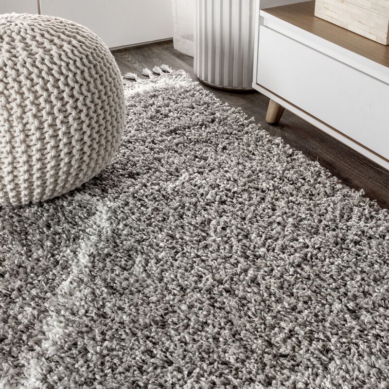 Beautiful Mercer Shag Plush Tassel Moroccan Tribal Geometric Trellis Area Rug