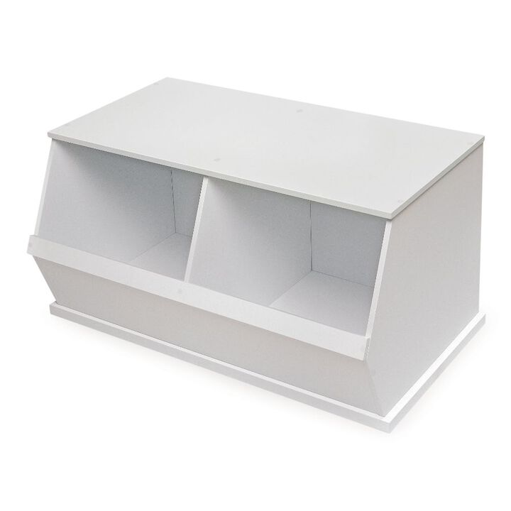 Badger Basket Co. Two Bin Stackable Storage Cubby - White
