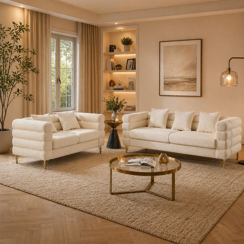 Sibsod modern-design plush cloud-shaped sofa set image number 2