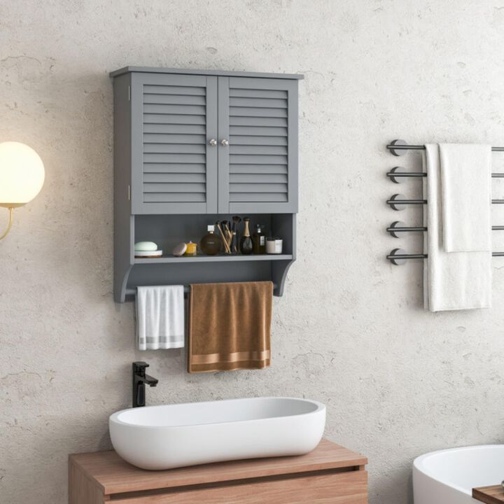 Hivvago 2-Doors Bathroom Wall-Mounted Medicine Cabinet with Towel Bar