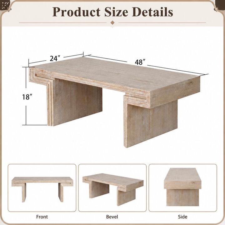 GOODSILO Vintage Industrial Rectangular Coffee Table with Double-Tier Open Shelving Reclaimed Wood Texture Rustic Finish for Living Room Home Office Use