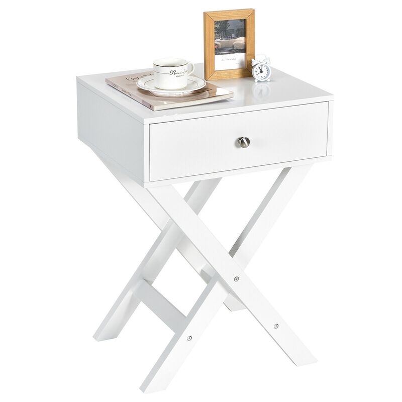 Modern X-Shaped Nightstand with Drawer for Living Room Bedroom image number 4