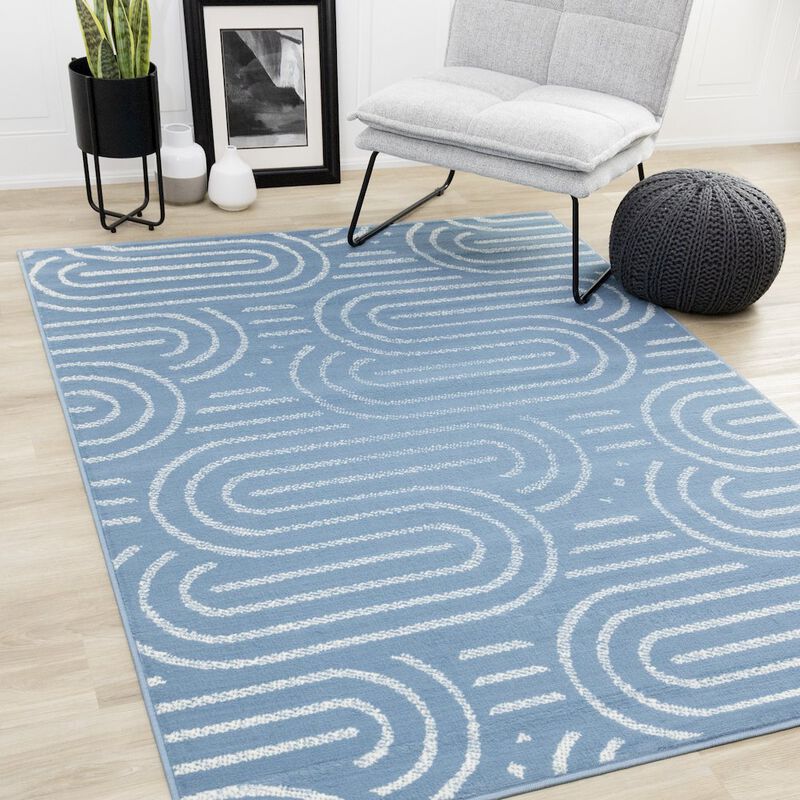 Novelle Home Functional Style Blue White Links Area Rug, 7'9 x 10'6 image number 2