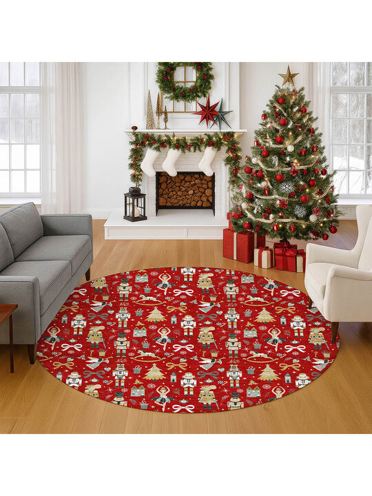 Merry & Bright MY29 Red 8' Round Rug
