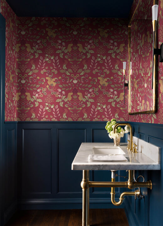 Getty Raspberry Jungle Damask Wallpaper