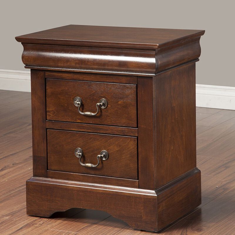 Classic Solid Wood Nightstand &ndash; 2 Drawer Wooden Bedside Storage image number 1