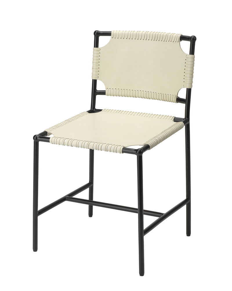 Asher Leather Dining Chair in White