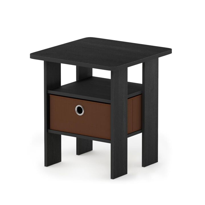 Furinno 11157AMMBR Andrey End Table Nightsd with Bin Drawer, Americano & Medium Brown