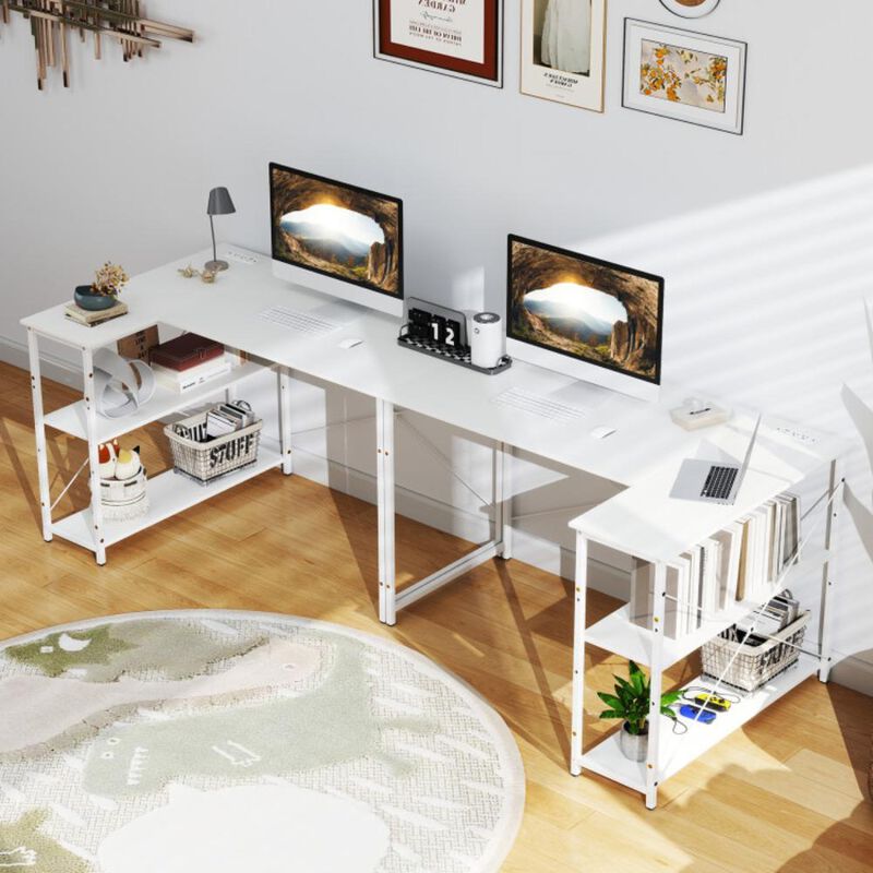 Hivvago L-shaped 47 Inch Reversible Corner Desk with Adjustable Storage Shelves