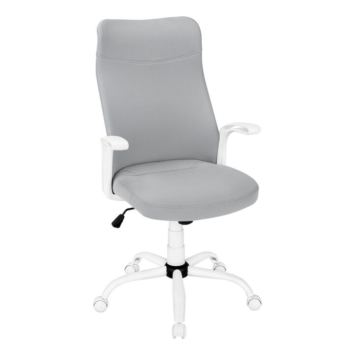 Monarch Specialties I 7324 Office Chair, Adjustable Height, Swivel, Ergonomic, Armrests, Computer Desk, Work, Metal, Mesh, White, Grey, Contemporary, Modern