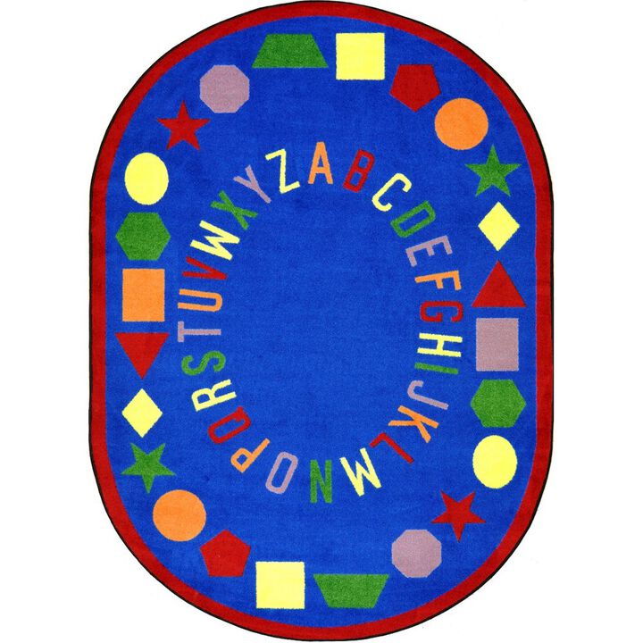 Joy Carpets Kid Essentials First Lessons 5'4 x 7'8 Oval Area Rug in Color Blue