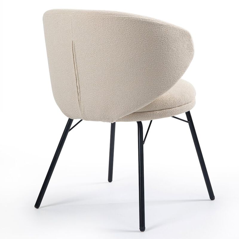 Glamour Home Set of 2 Barclay White Fabric Dining Chair with Black Iron Legs