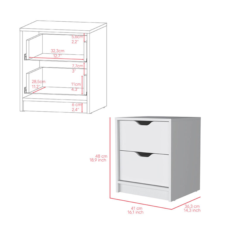 Streamdale Nightstand Gandu, Two Drawers, Finish image number 2