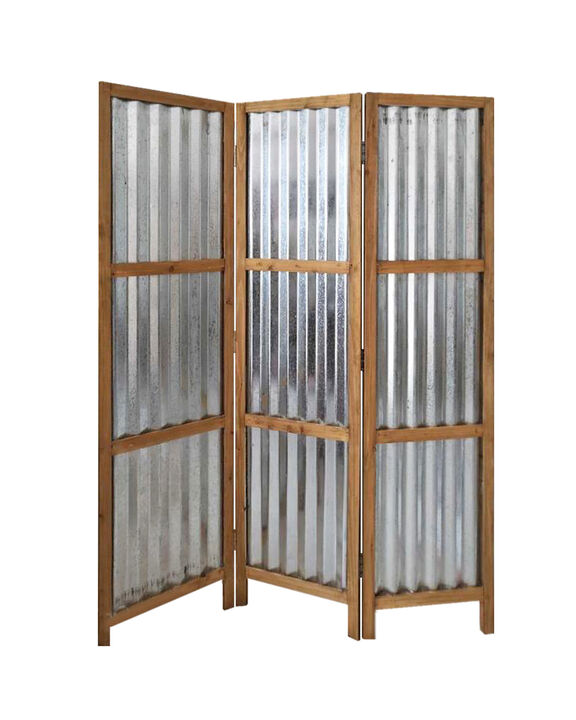 Screen Gems Industrial Style 3 Panel Brix Screen Room Divider