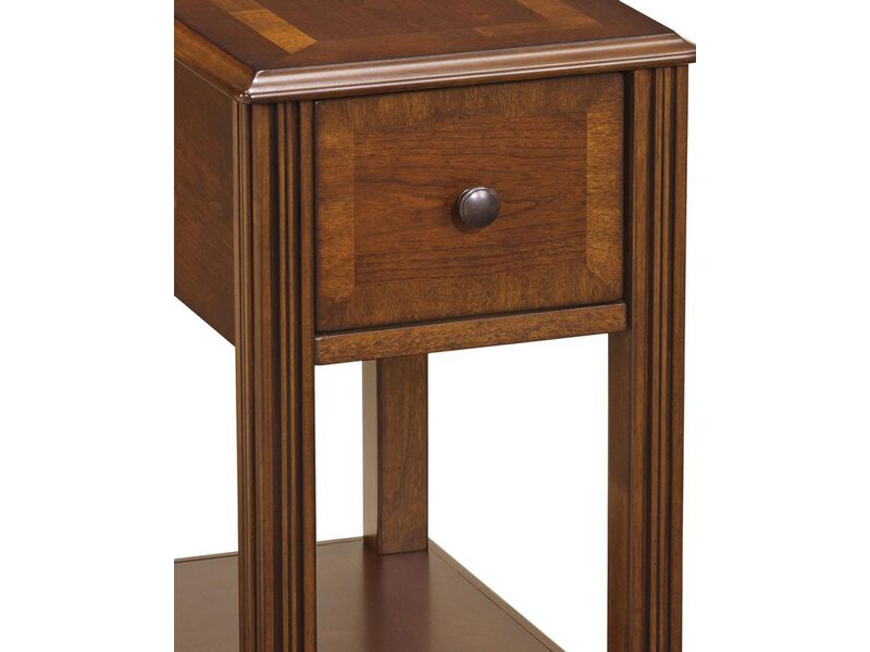 Chair Side End Table with 1 Drawer and Open Bottom Shelf, Brown