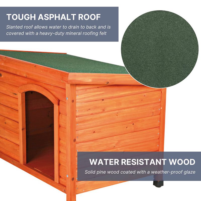 TRIXIE natura Classic Elevated Weatherproof Wooden Outdoor Dog House Roof image number 4