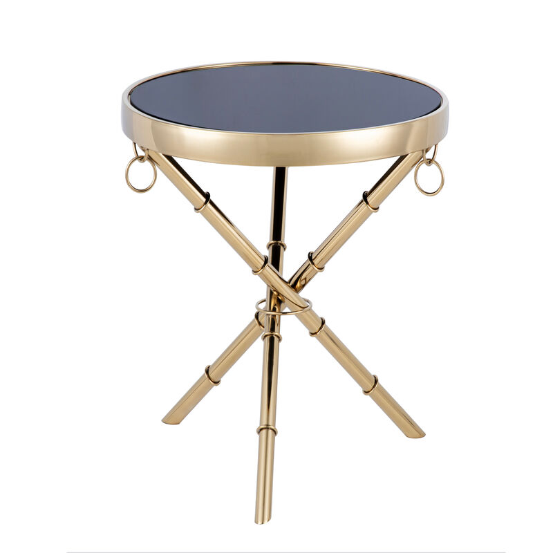 Pasargad Home Eloise Tempered Glass Ringed Side Table image number 0