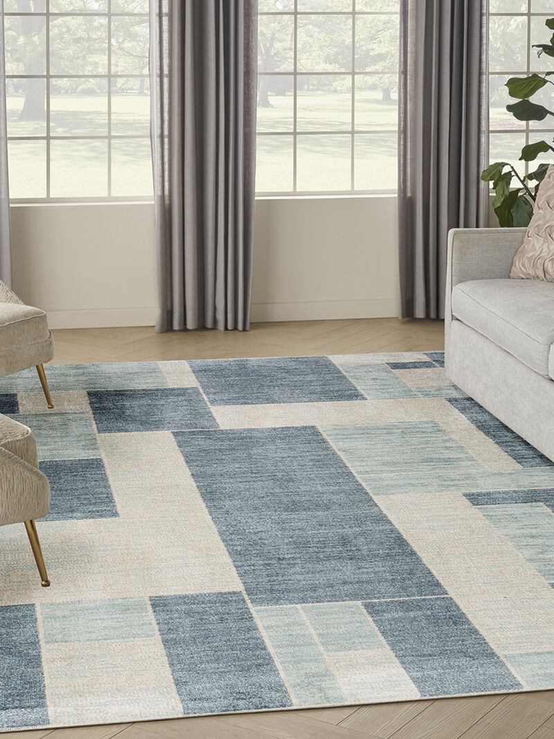 Astra Machine Washable ASW09 Blue/Ivory 9' x 12' Rug
