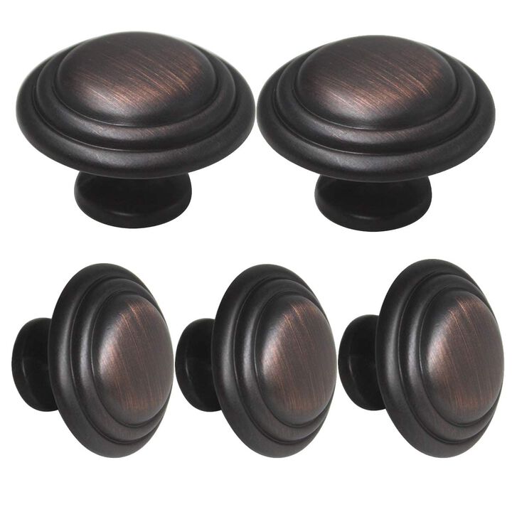 Gobrico 1-3/8 Inch Round Cabinet Knobs Oil Rubbed Bronze Top Ring Handles Bifold Kitchen Wardrobe Drawer Pulls 5 Pack