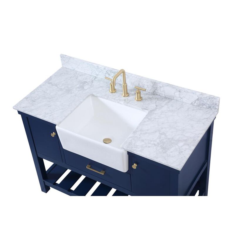 Elegant Kitchen and Bath 48 inch Single bathroom vanity in blue with backsplash
