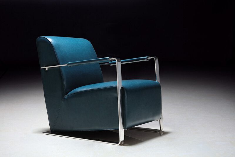 Pasargad Home Luxe Upholstered with Chrome Base Armchair, Teal