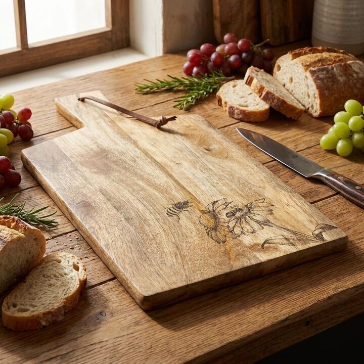 HomeRoots Set of Two Brown Solid and Manufactured Wood Cutting Boards