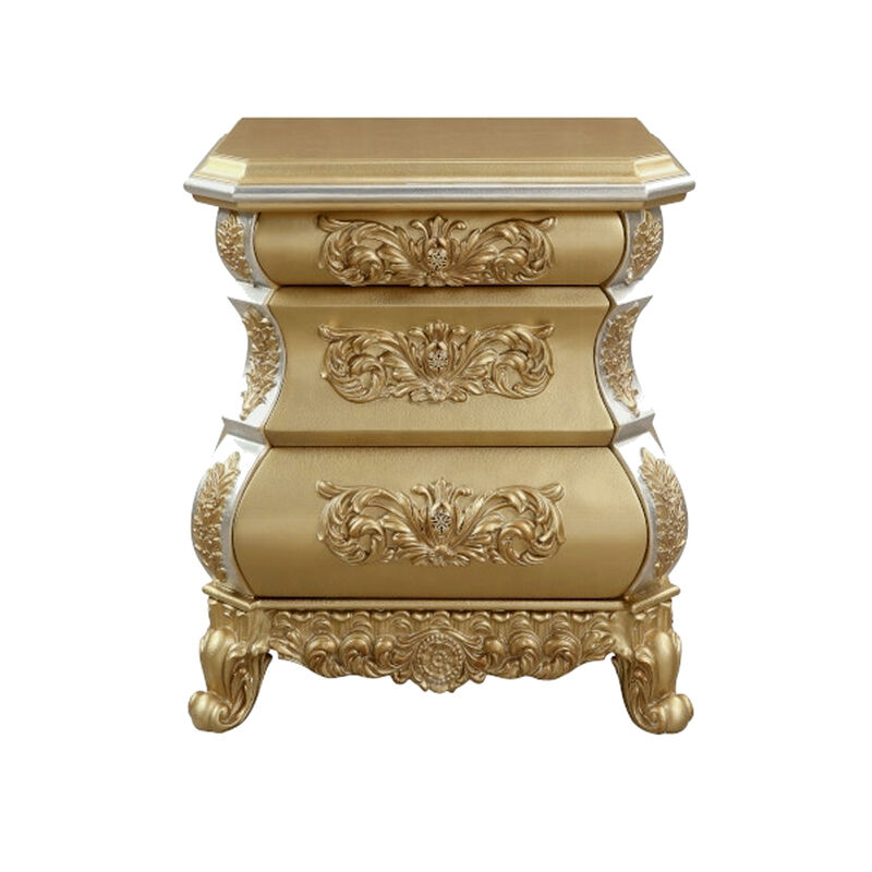 2pc King Bedroom Set, Upholstered Design, Gold, Nightstand image number 5