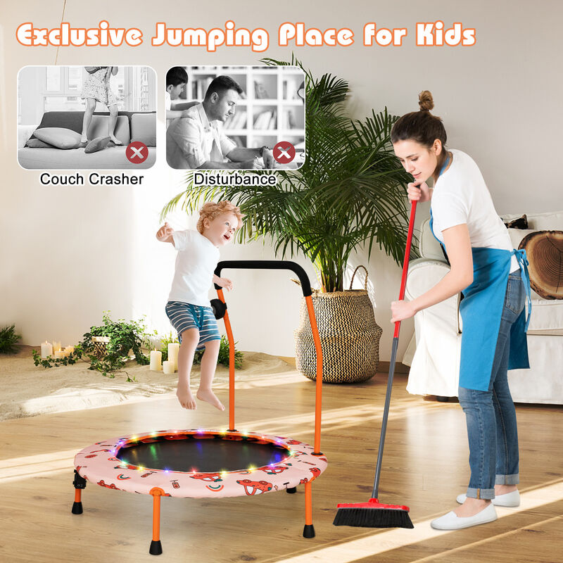 Kids Mini Trampoline with Colorful LED Lights and Bluetooth Speaker image number 5