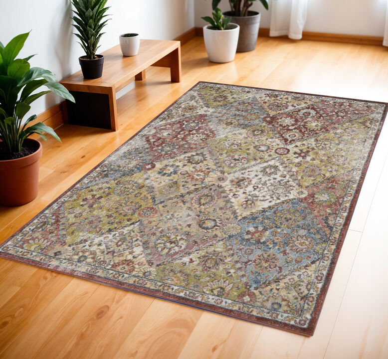 HomeRoots Floral Distressed Area Rug