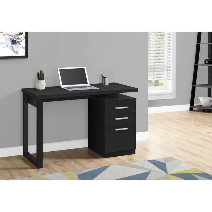 Monarch Specialties I 7691 Computer Desk, Home Office, Laptop, Left, Right Set-up, Storage Drawers, 48"L, Work, Laminate, Black, Contemporary, Modern