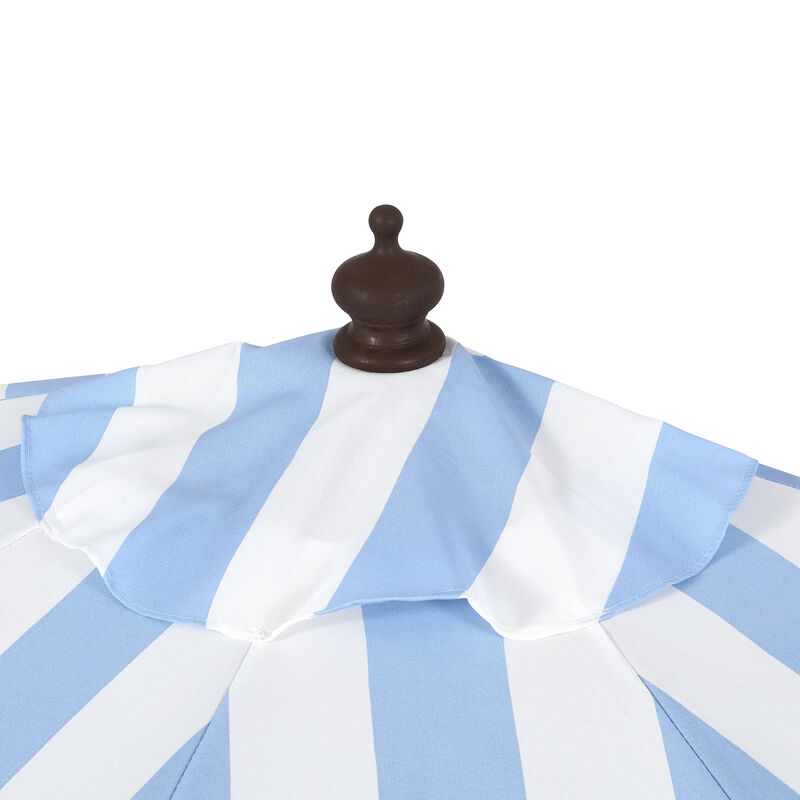 Beverly Designer Classic Scalloped Fringe Half Market Patio Umbrella with Crank, Push Button Tilt and UV Protection